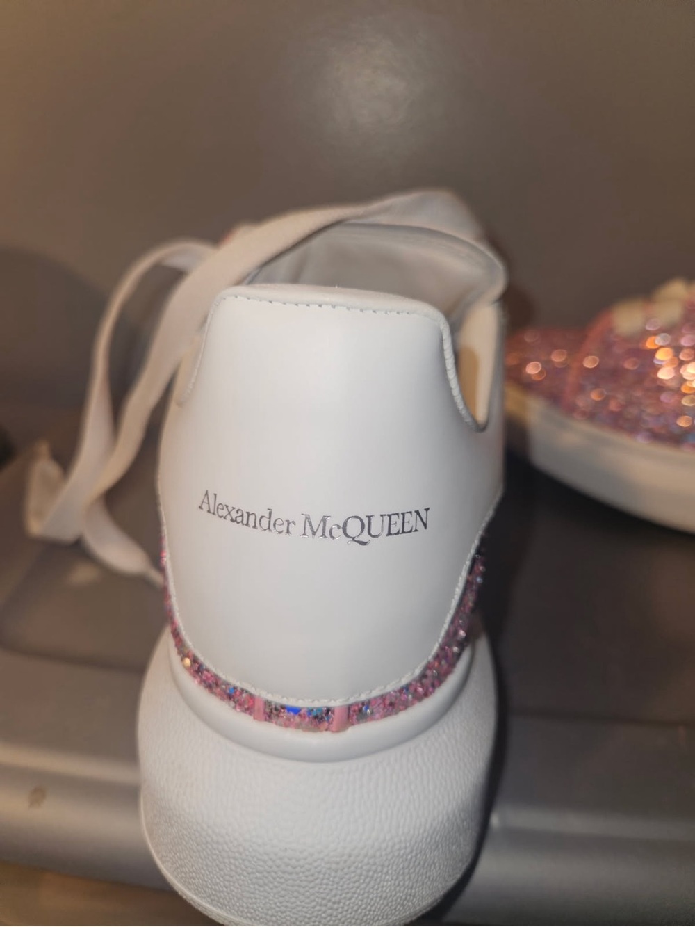 Women’s Glitter Pink Lace-Up Alexander McQueen Sneakers